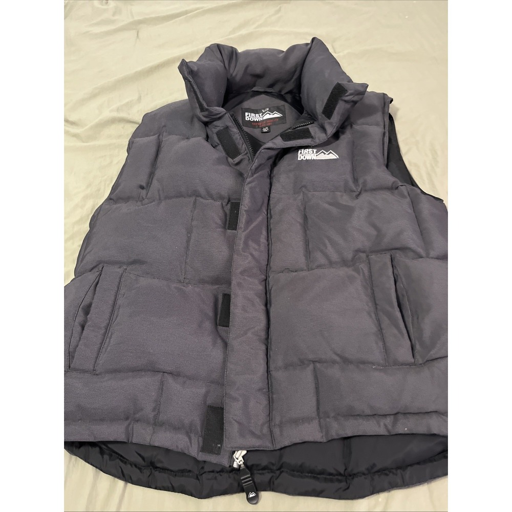 Mens Vintage First Down Puffer Vest Sz L Black